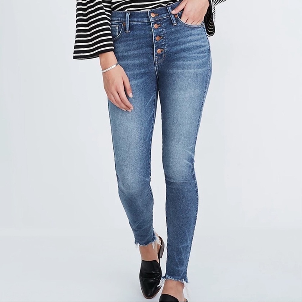 Madewell 10” high rise button fly skinny crop jeans